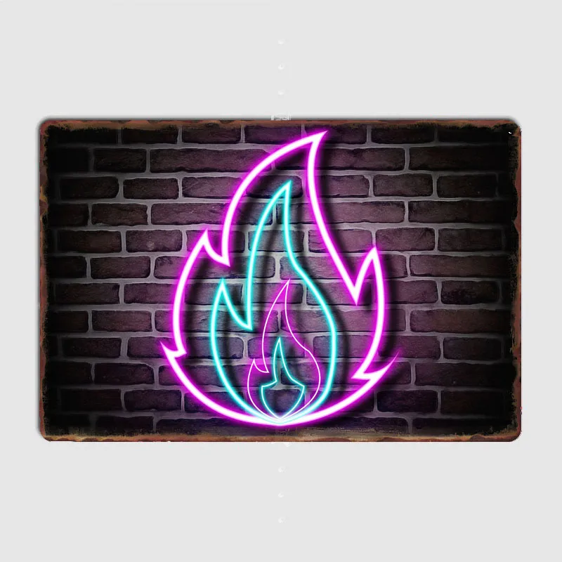 Огненная неоновая вывеска металлическая настенная художественная пещера паб