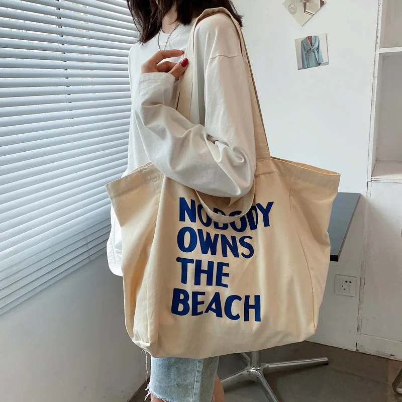 

Women's Canvas Handbag Large Capacity Shoulder Bag Fashion Female Simple Designer Letter Printed Big Casual Tote Handle Bag