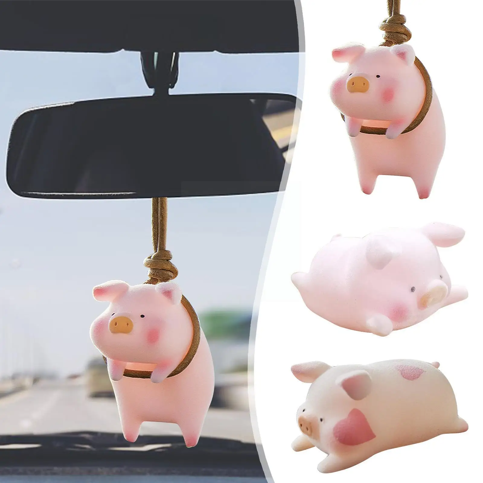 

Cute Pig Car Accessorie Swing Pig Car Pendant Auto Gift Auto Rearview Mirror Decoraction Birthday Pendants Ornaments Coche U0e3
