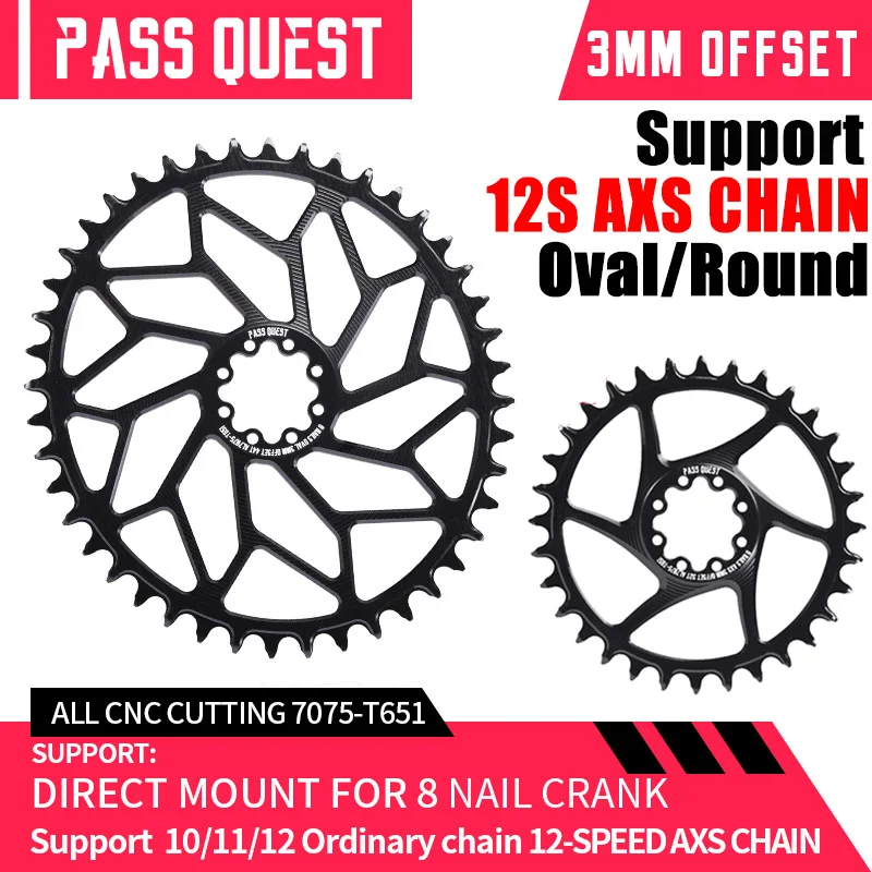 Round Oval GXP Road Bike Narrow Wide Chainring 3mm Offset 8 Nail 36T-48T Bicycle Chainwheel for Sram ETAP AXS FORCE RED Crankset