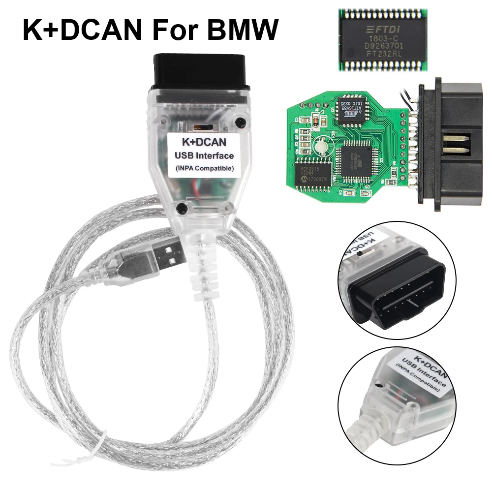 Автомобильные аксессуары K + DCAN FT232RL с переключателем OBDII для BMW OBD 2