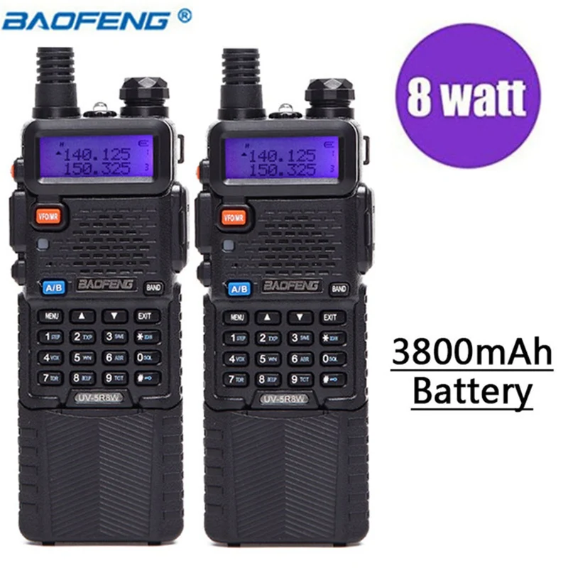 

Портативная рация высокой мощности Baofeng UV-5R 8 Вт, батарея 3800 мАч, 10 км, двухстороннее радио, двухдиапазонное UV5R, портативная Cb Любительская ра...