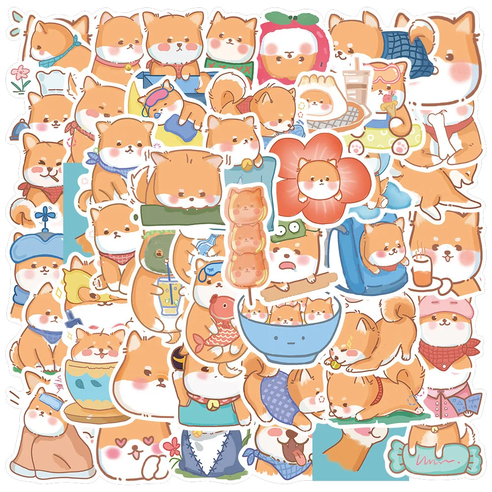 

10/30/50PCS New Style Shiba Inu Cartoon Painted Stickers Personalized Creative Stickers Suitcase Waterproof Stickers Wholesale
