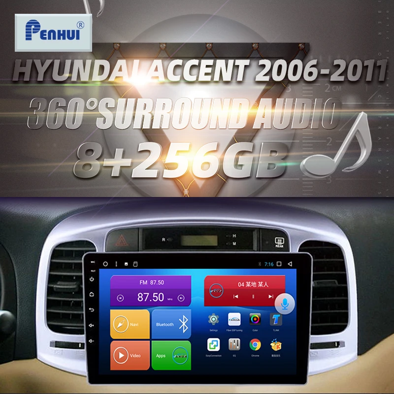 

HIFI для Hyundai Accent ( 2006-2011) автомобильное радио, мультимедийный видеоплеер, навигатор GPS Android, двойной din