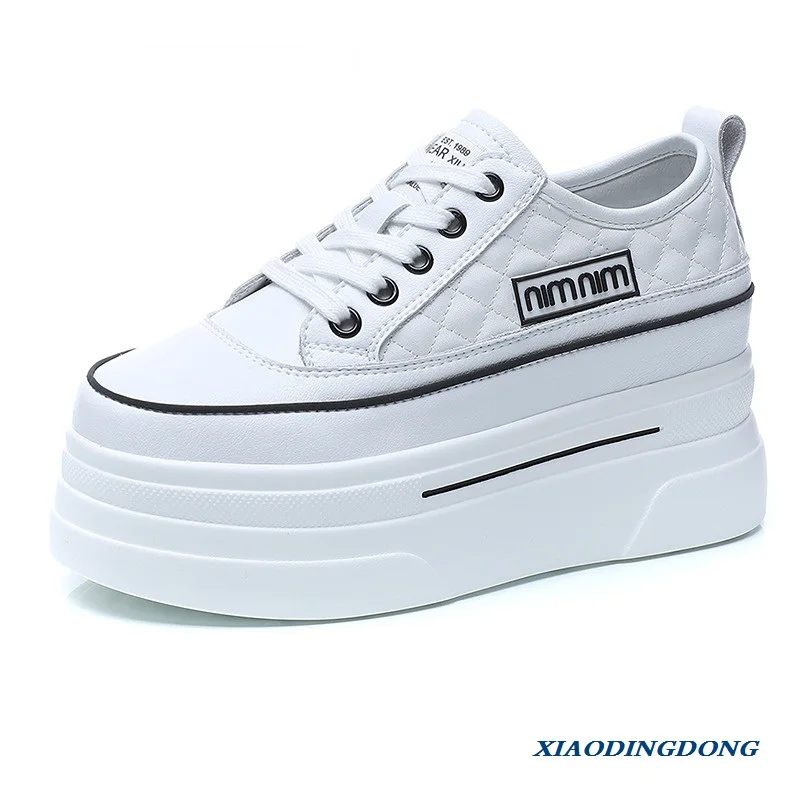 

7.5cm Platform Sneakers Wedge Shoes Genuine Leather Women Spring Autumn Casual Shoes Fashion Sneakers Hidden Heel Summer