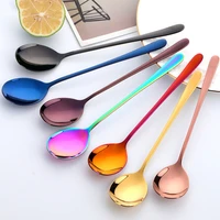 colorful long handled teaspoons juice coffee stirring cutlery stainless steel spoon ice cream dessert spoon kitchen accessories