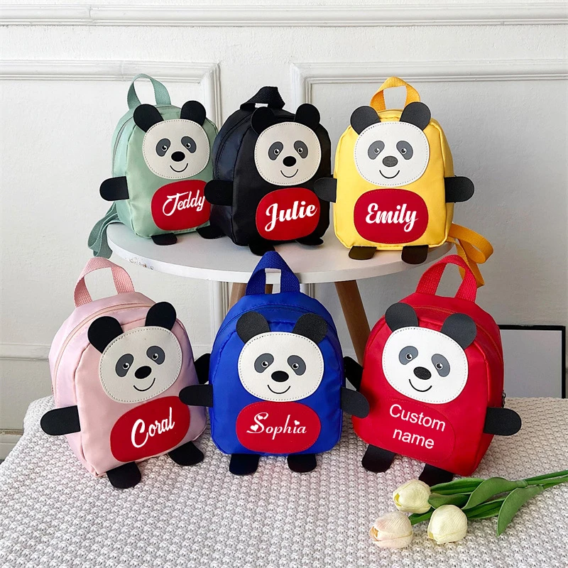 Personalised Children'S Cute Cartoon Zoo Animal Backpack Toddler Backpack for Going Out Custom Name Cute Panda Shape Backpack