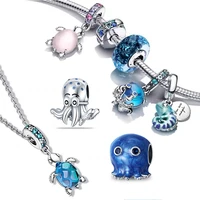 new original 925 silver bead charm ocean series deep sea octopus chameleon fit charm pandora plata bracelets women diy jewelry