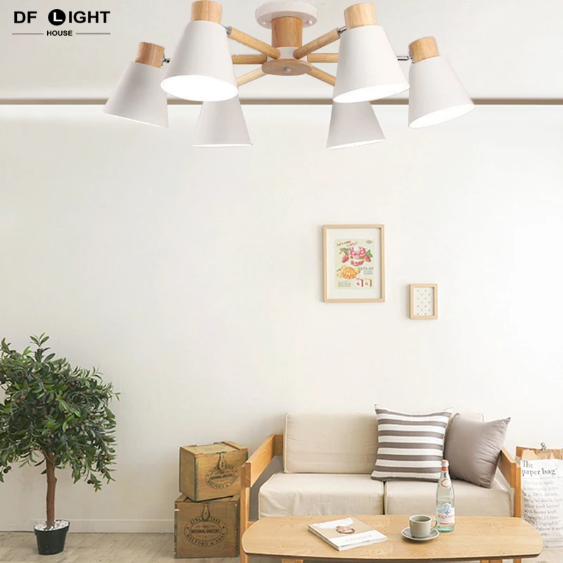 Дешево Современные бревенчатые потолочные светильники освещение спальни гостиная потолочная люстра столовая кухня домашний декор люстра отель с...