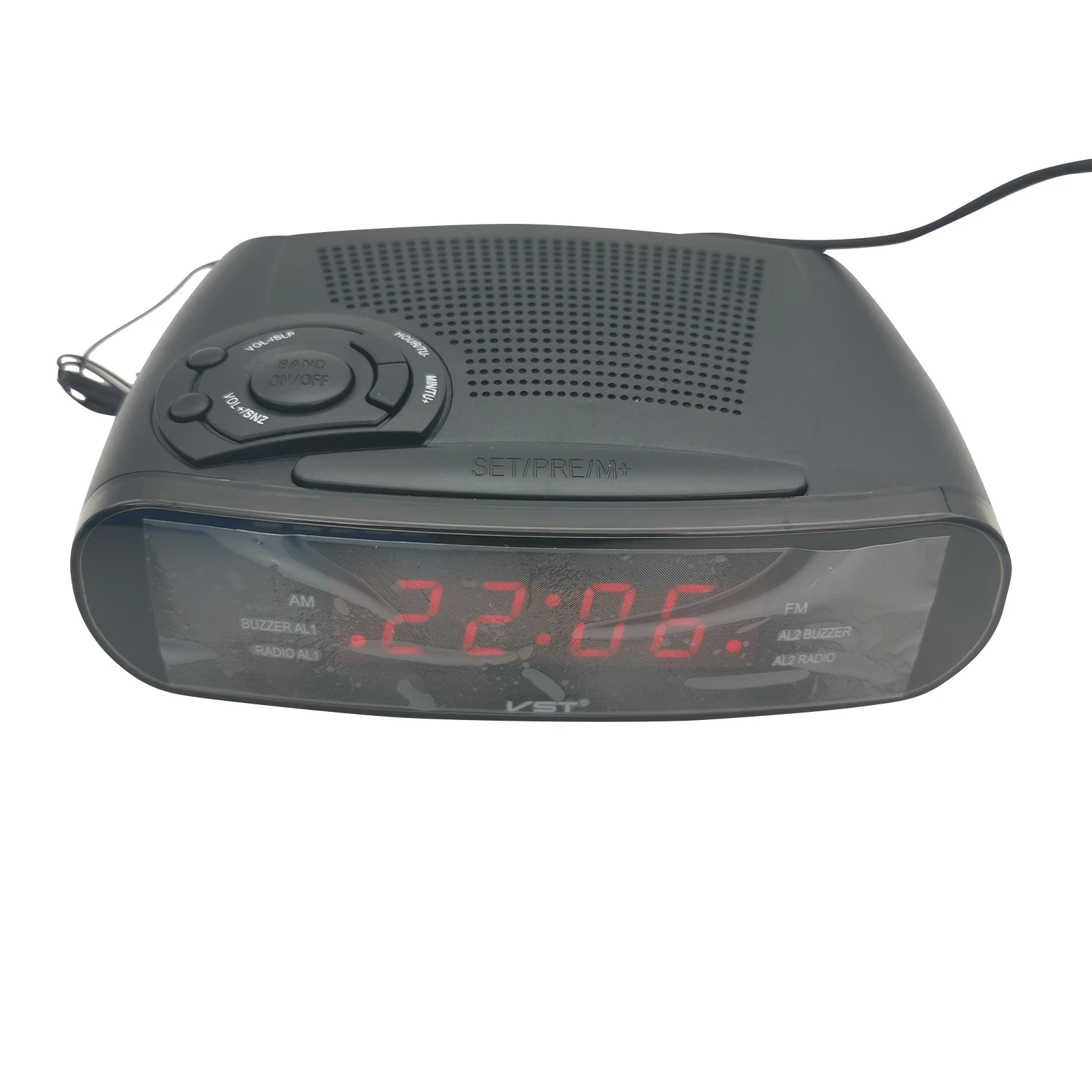 Radio With Dual Alarm Sleep Timer Led Red Time Display Battery Backup Function