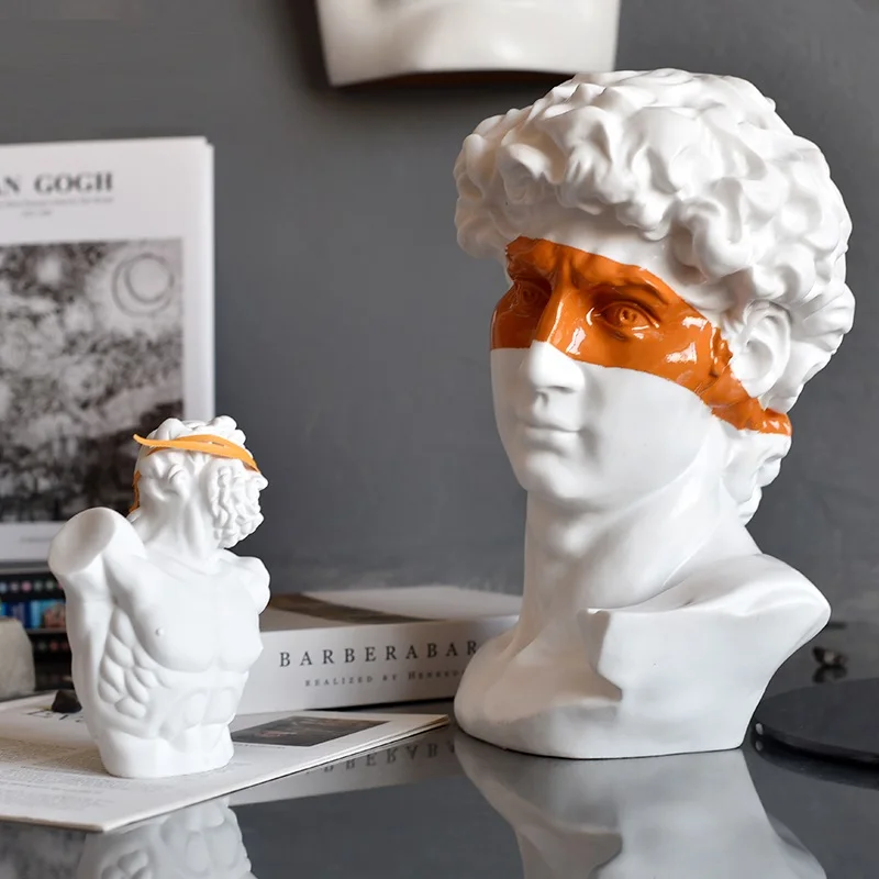 

WU CHEN LONG Blindfold David Zeus Art Sculpture Michelangelo Buonarroti Figurine Creative Resin Craft Decorations For Home R4690
