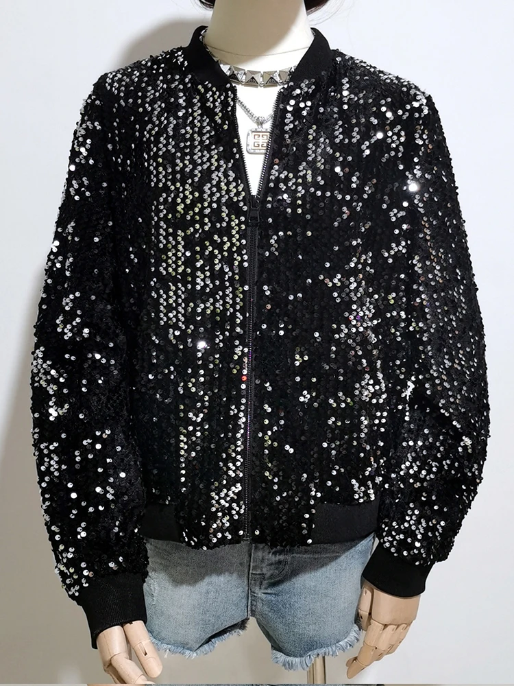 

Casual Sequin Embroidery Long Sleeved Jacket Zippered Cardigan 2023 Autumn New Fashionable Women'S Clothing