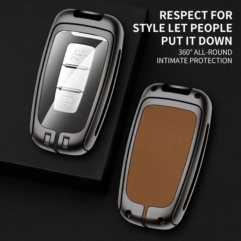 

For Kia Forte Rio 3 K2 K3 K5 Sportage Keyless Protector Shell Fob Auto Accessories New Metal Leather Car Remote Key Case Cover