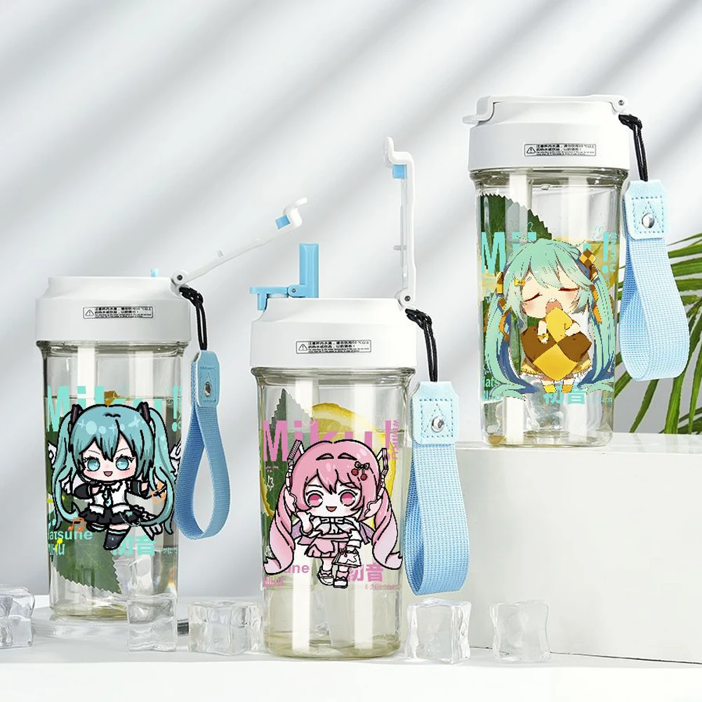 Аниме Hatsune Miku чашка для воды мультяшная Милая уличная портативная пластиковая