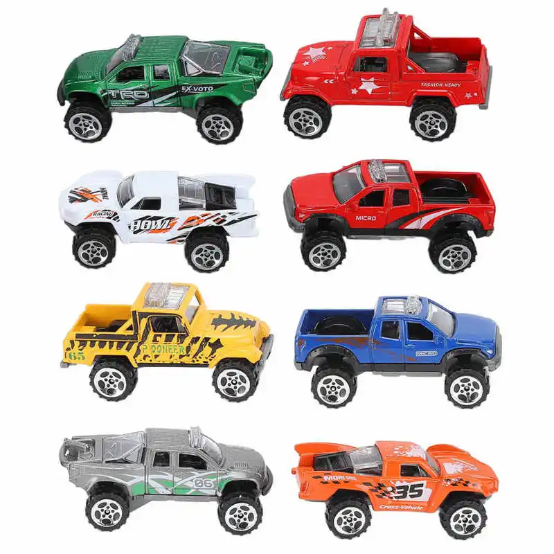 

4pcs Off Road Vehicle Model Simulated Graffiti Alloy Plastic 1:64 Scale Pickup Racing Car Toy Model for Kids Gifts