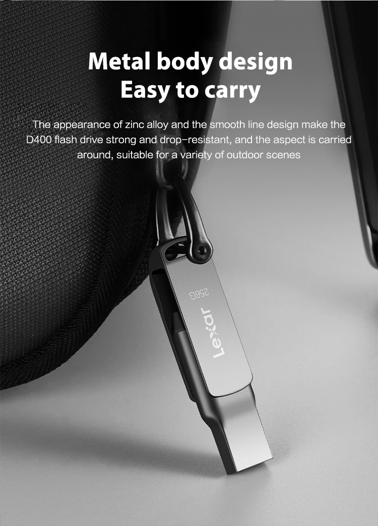 Флешка Lexar Dual Drive D400 USB 3.2 Gen 1, флэш-накопитель Type-CA с двумя интерфейсами OTG 32G 64G 128G 256G Для телефонаПК (art.: 3920cd19d3e77) - 3920cd19d3e77