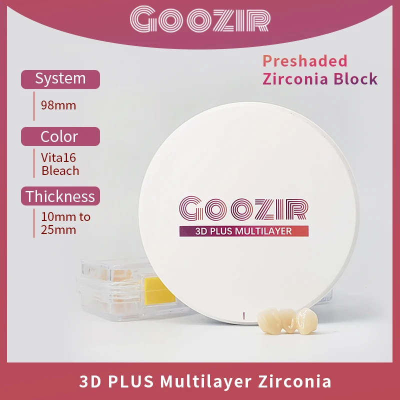 

Goozir Dental Lab 3D Multilayer Color 98*16mm Zirconia Disc VITA 16 COLORS Zirconia Ceramic Block for Dental Laboratory