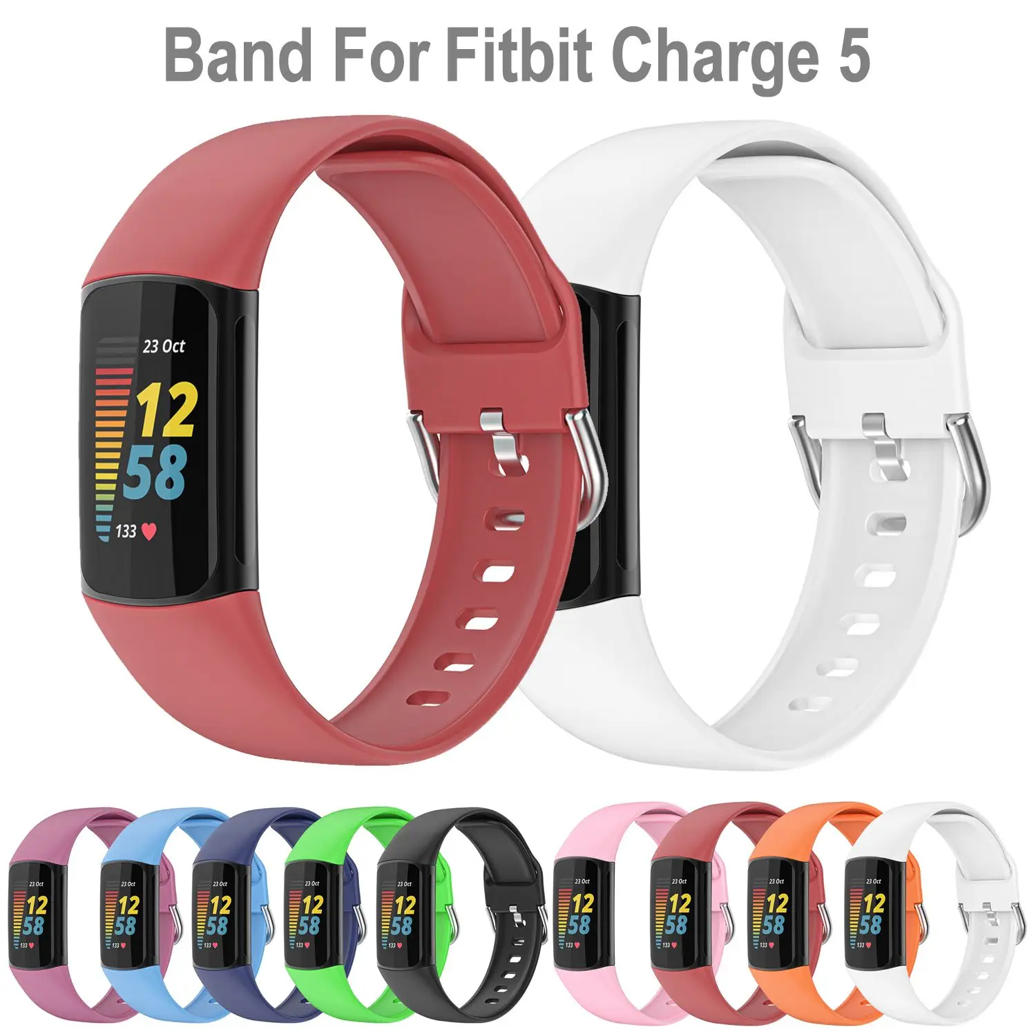 

New 1Pcs For Fitbit Charge 5 Watch Band Silicone Band For Fitbit Wristband Silicone Sports Bracelet Breathable Strap 2021