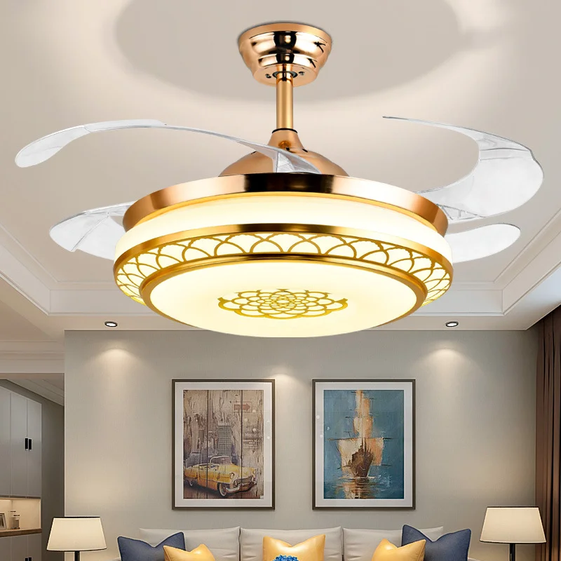 

Led Light Chandelier Fan Lamp Invisible light living room electric wind power household dining bedroom with