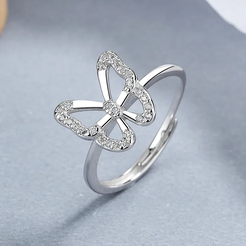 

Женское регулируемое кольцо из серебра 925 пробы с цирконом