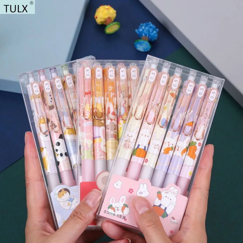 

TULX 6PCS gel pens kawaii pens cute stationery cute school supplies cute gel pens cute stationary back to school