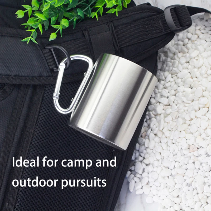 

Изолирующая дорожная кружка с карабином, наружная чашка из нержавеющей стали с двойными стенками, термостойкая чашка 200/300/320 мл