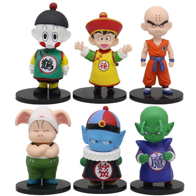 

6pcs Anime Dragon Ball Action Figures Piccolo Krillin Son Goku Ornaments Super Saiyan Collectible Dolls Figurines Kids Toys