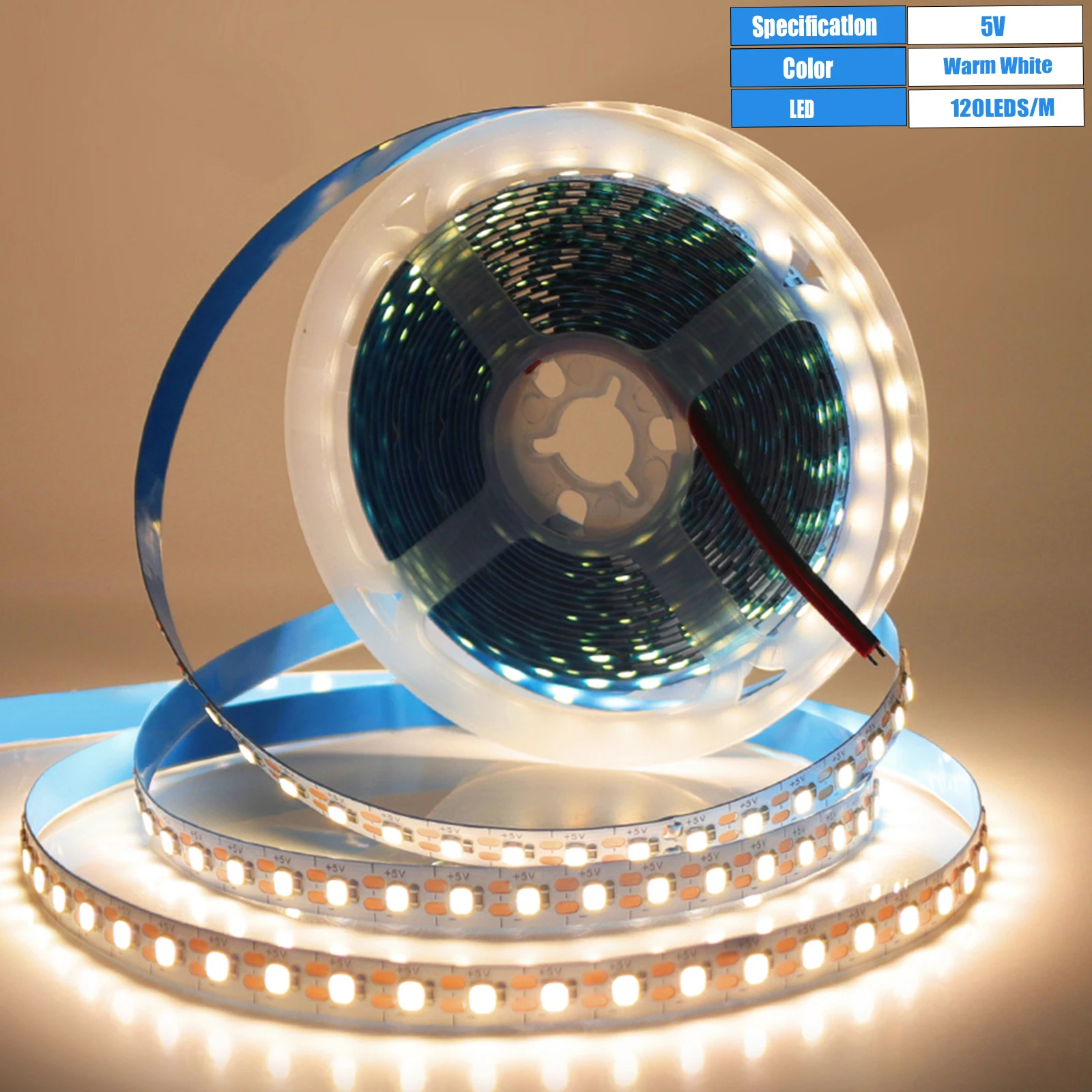 

КISUFU светодиодная лента белая тёплая естественная 3 мм 5 мм 8 мм 5В 120leds/м