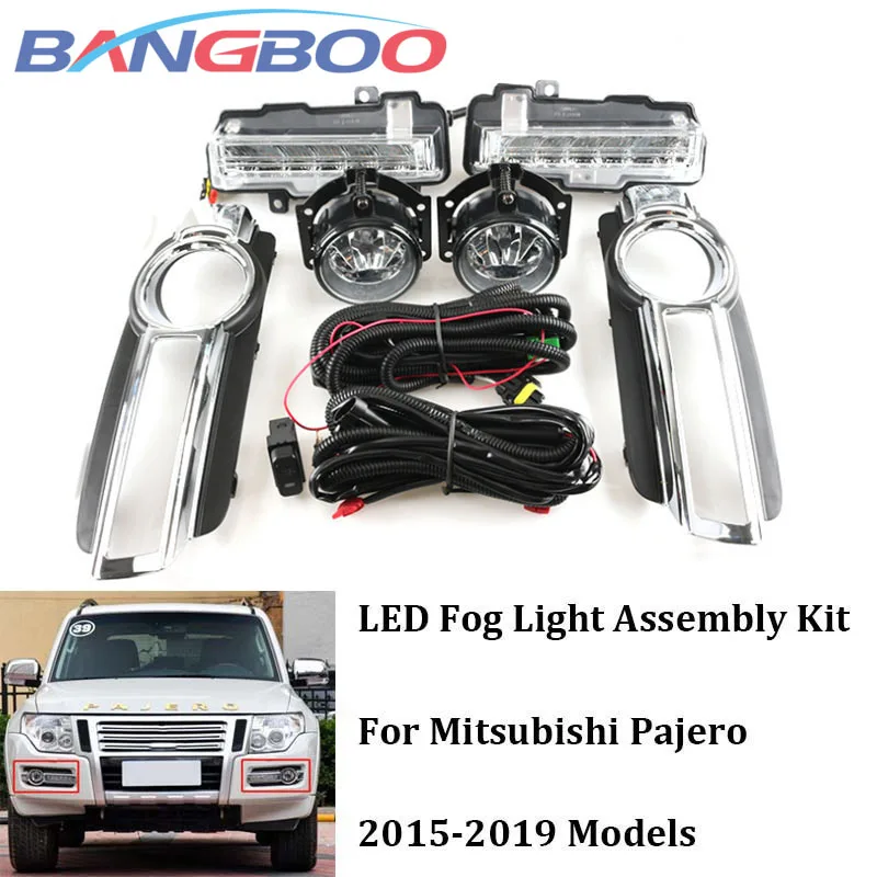 

1Set Front Bumper LED Daytime Running Light DRL Fog Lamp Assembly For Mitsubishi Pajero 2015-2019 With Wring Switch