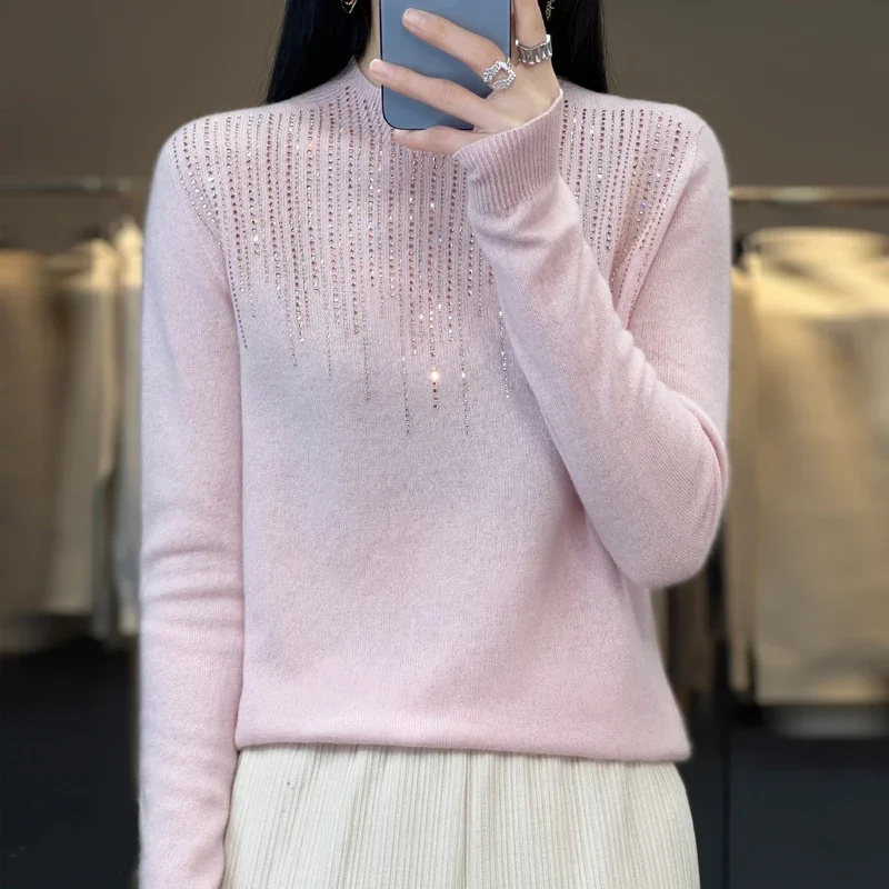 Высококачественный свитер из чистой шерсти женский зимний свободный