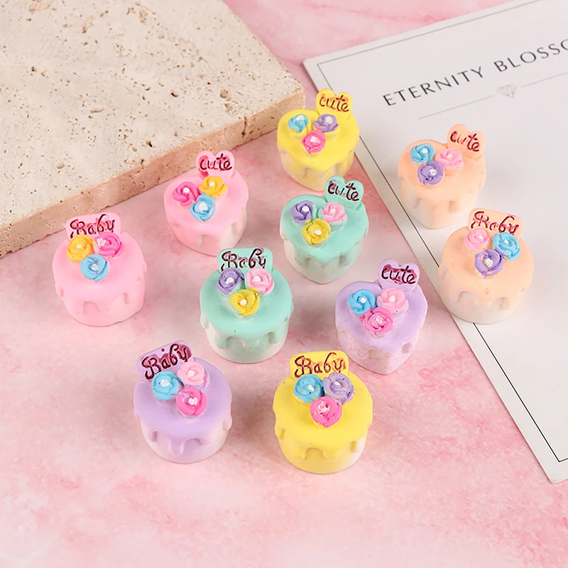 

5Pcs Simulation Mini Heart Cake Cream Cake Miniature Cake Dessert Model Doll House Kitchen Kids Pretend Play Toys Decor【Random】