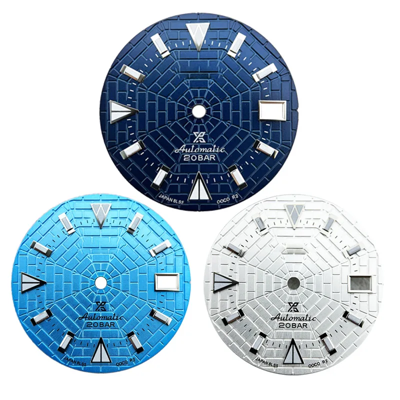 

28 5mm S Logo Blue Spider Webs Pro Spex Alpinist Custom Watch Dials Lume Suitable for NH34 35 36 4R 7S