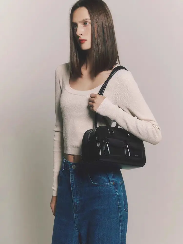 Подставка масло Корейская нишевая женская сумка для боулинга с двойным карманом