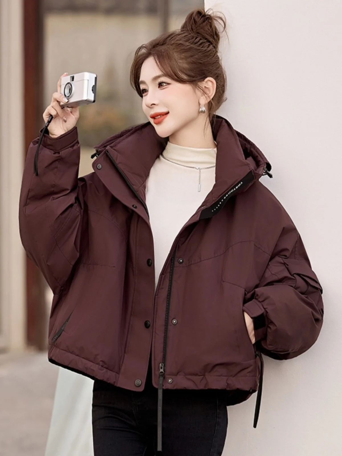 Корейские короткие парки пуховик для женщин зима 2024 новая маленькая теплая