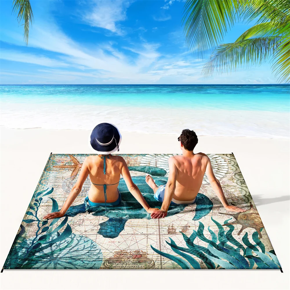 Водонепроницаемый Пляжный коврик с рисунком морской черепахи 1 шт.