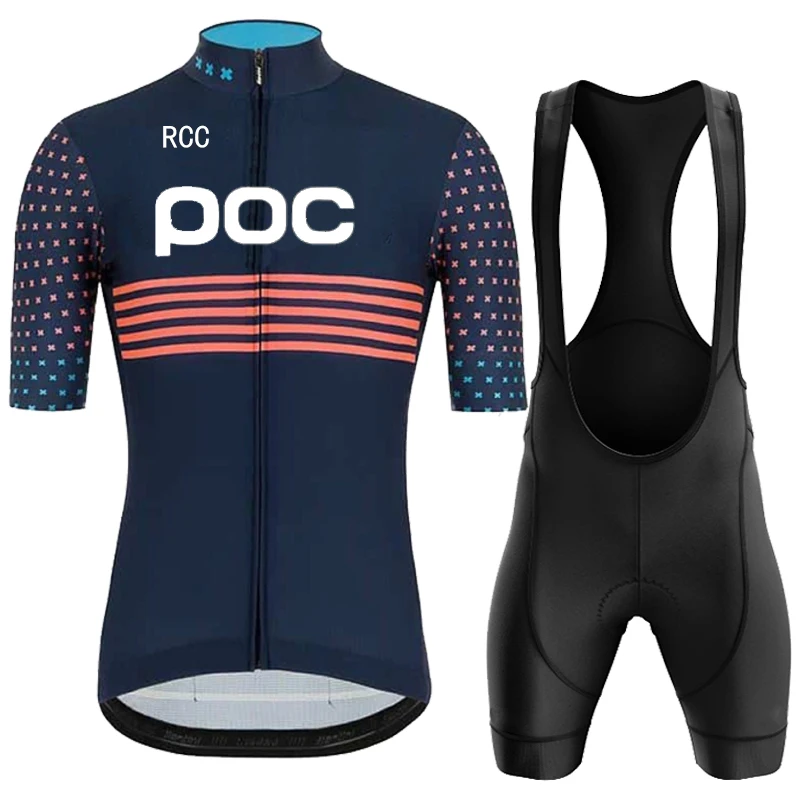 

RCC POC Men's Cycling Jersey Summer Short Sleeve Set Raphaful Maillot Bib Shorts Bicycle Clothes Sportwear Shirt Clothing Suit