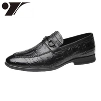new fashion crocodile pattern authentic leather loafers handmade business formal wear leather shoes mens men dress shoes