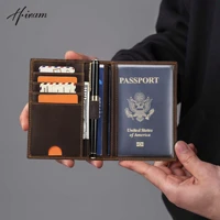 retro leather passport cover rfid blocking for cards travel passport wallet document organizer case with 1 pen holder men women