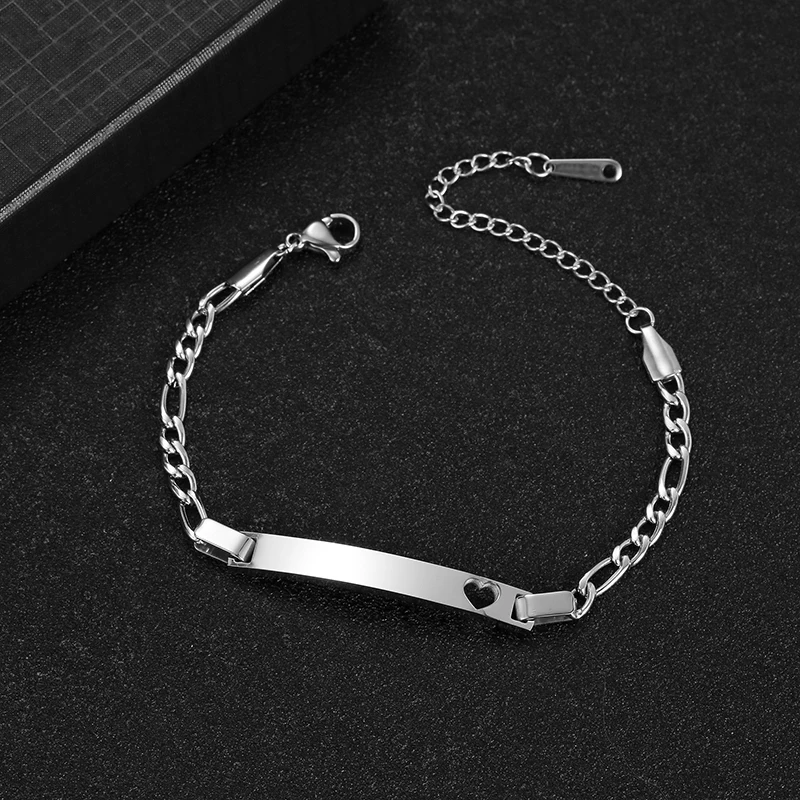 Браслет из нержавеющей стали с гравировкой имени и даты браслет кубинской цепью 3