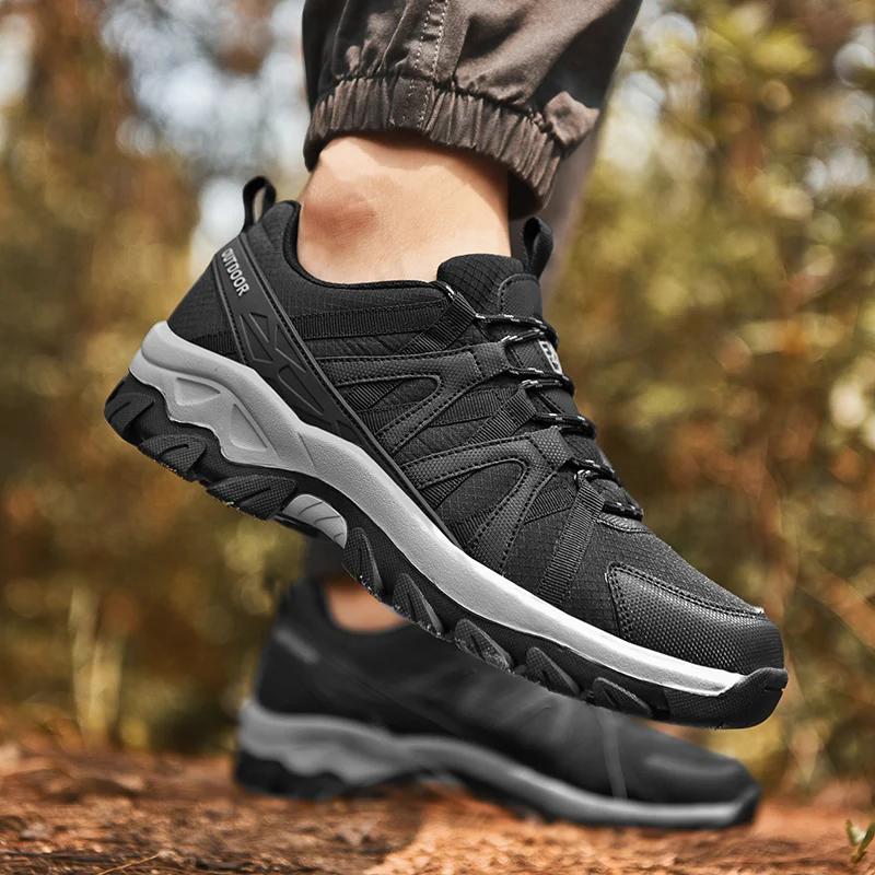 HIKEUP Men's Hiking Shoes Durable Walking Sports Shoes Outdoor Trekking Sneakers for Men Fishing Camping Jogging Footwear