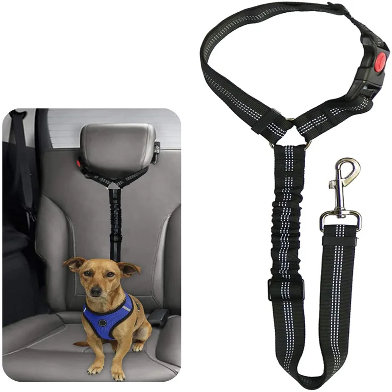 

Antishock Two-in-one Pet Car Safety Seat Belt Lead Leash BackSeat Adjustable Harness for Kitten Dogs Collar Pet Accessories