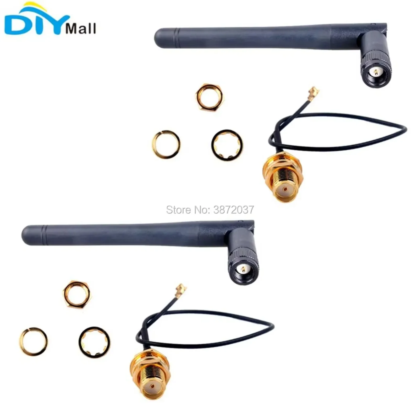 DIYmall 868МГц915МГц LoRa антенна 2dBi с кабелем U.FL на SMA (гнездо) для модуля Lora32u4 II (124 шт.) (art.: 3920da9741d11) - 3920da9741d11