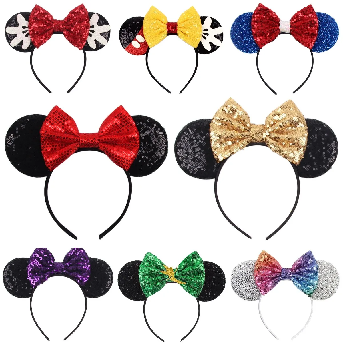 

Mouse Hairband Mouse Ears Glitter Headband Sequins Hair Bows Charactor For Women Festival Hairband Girls Hair Accessories Party