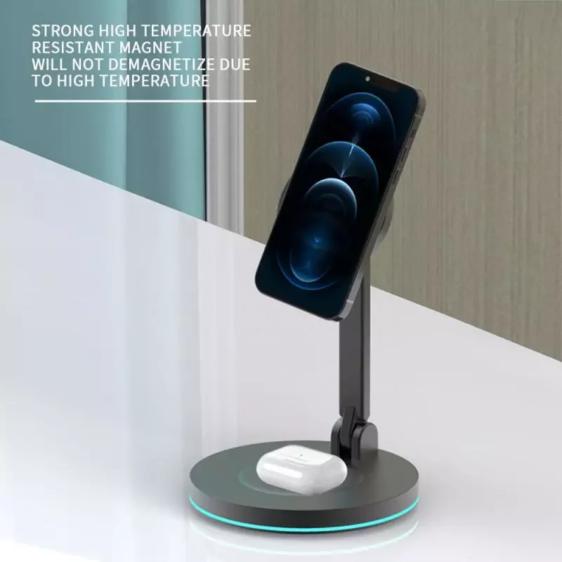 

LY hot top Product Charger Multi-function LED Ambient Light Mobile Two-in-one Folding Wireless Charger