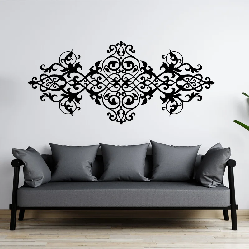 

Vintage Headboard Wall Decal Baroque Style Design Mandala Flower Vinyl Wall Stickers Master Bedroom Home Decor Wallpaper MT42