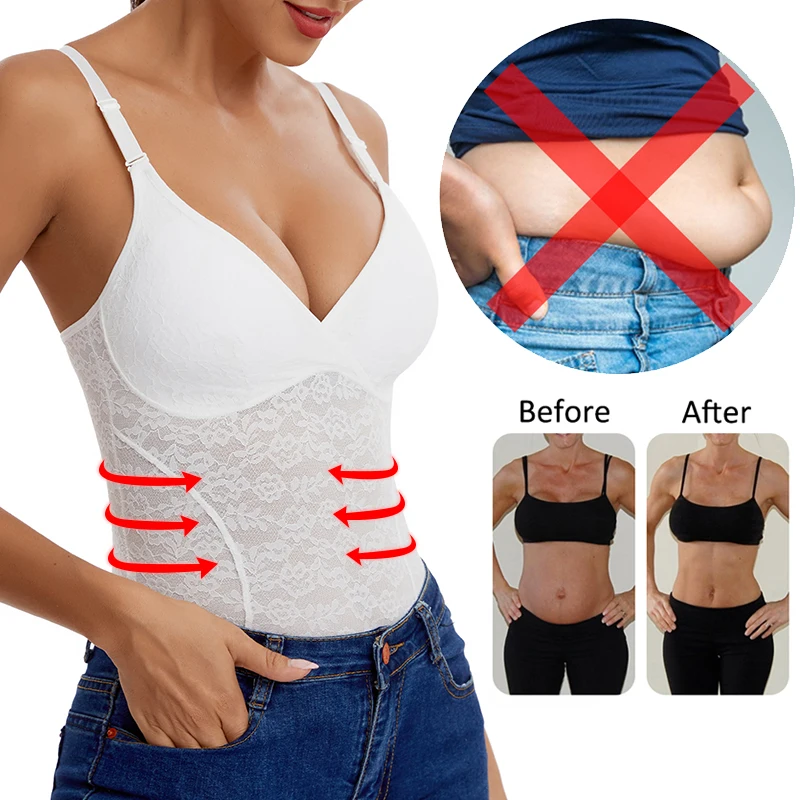 Кружевное боди для женщин Корректирующее белье живота топы без рукавов Женские