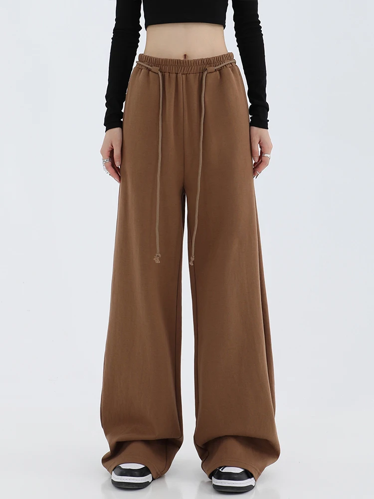 

Women Sweat Pant Brown Trousers Jogger Drawstring Cargo Pant Loose Streetwear Casual Sweatpant 2022 Autumn Streetwear Floor-Leng