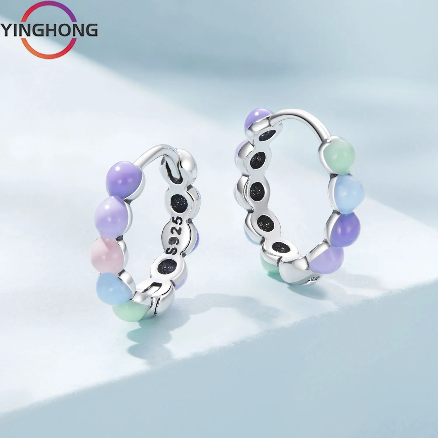 

Quexiang S925 Sterling Silver 2023 New Rainbow Bean Ear Buckle Women's Y2K Jewelry Charm Fashion Diy Luxury Exquisite Gift
