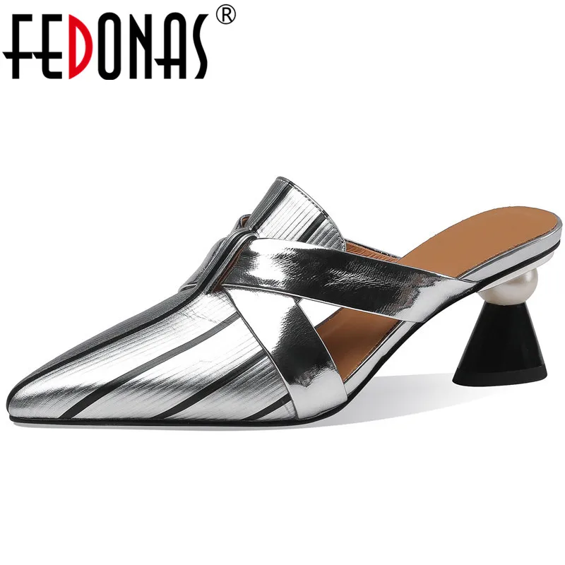

Женские босоножки FEDONAS, вечерние туфли-лодочки из натуральной кожи на необычном каблуке, сезон весна-лето