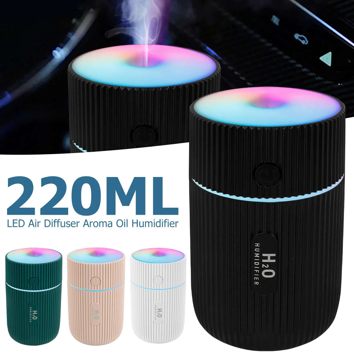 

Air Humidifier 220ML Mini Ultrasonic USB Essential Oil Diffuser Car Purifier Home Aroma Anion Mist Maker With LED Night Light